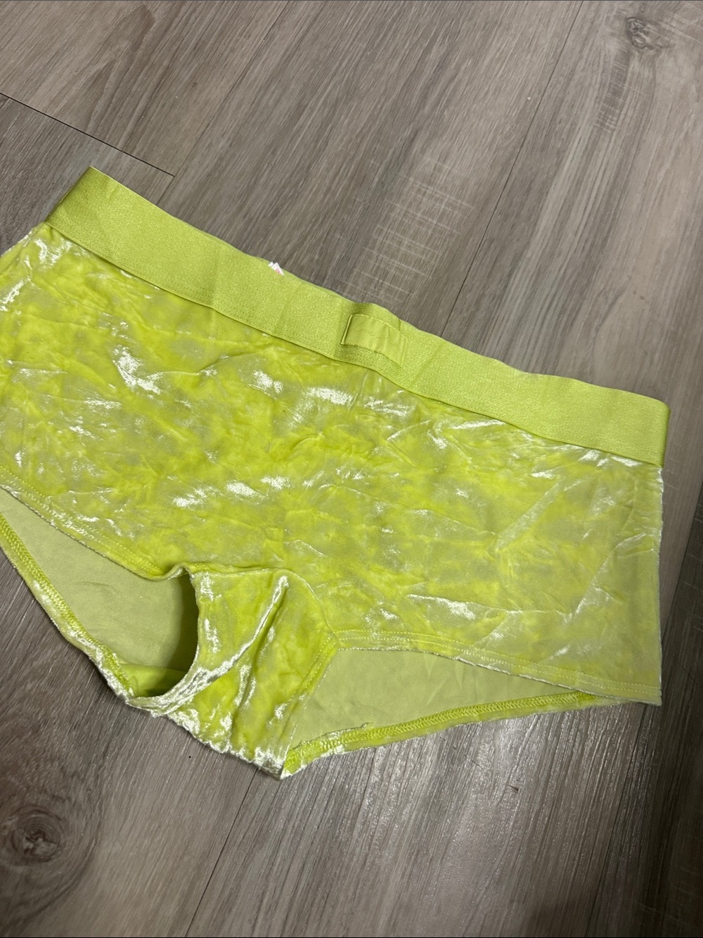 PINK Victoria's Secret Sheer Velvet Boyshorts - Neon Lime